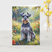 Schnauzer in Wildflower Meadow カード (黄色い花)