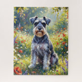 Schnauzer in Wildflower Meadow ジグソーパズル (縦)