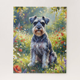 Schnauzer in Wildflower Meadow ジグソーパズル