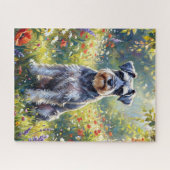 Schnauzer in Wildflower Meadow ジグソーパズル (横)