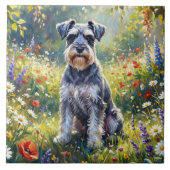 Schnauzer in Wildflower Meadow タイル (正面)