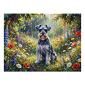 Schnauzer in Wildflower Meadow ポスター (正面)