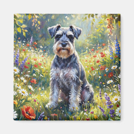 Schnauzer in Wildflower Meadow マグネット