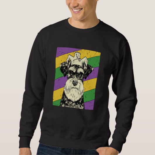 Schnauzer Jester Mardi Gras Dog Mom or Dad スウェットシャツ (正面)