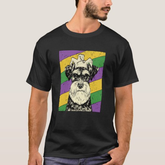 Schnauzer Jester Mardi Gras Dog Mom or Dad Tシャツ (正面)