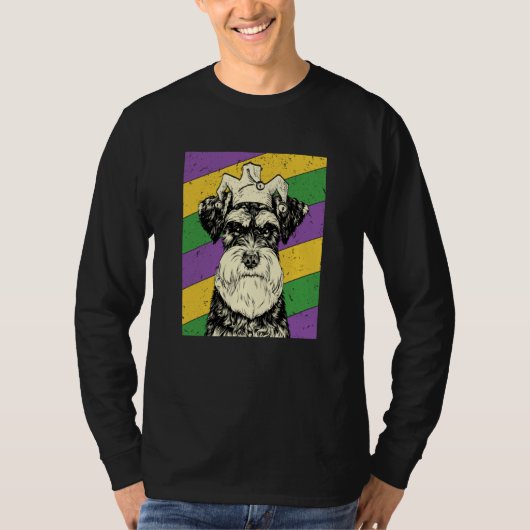 Schnauzer Jester Mardi Gras Dog Mom or Dad Tシャツ (正面)