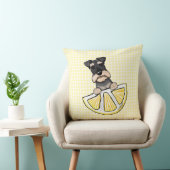 Schnauzer Lemon Gingham Throw Pillow クッション (椅子)