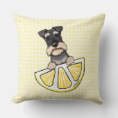 Schnauzer Lemon Gingham Throw Pillow クッション (正面)