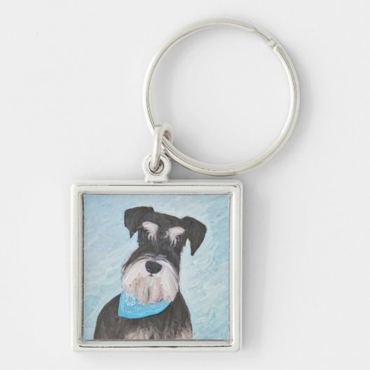 Schnauzer (Miniature) Painting - Cute Original Dog キーホルダー (正面)