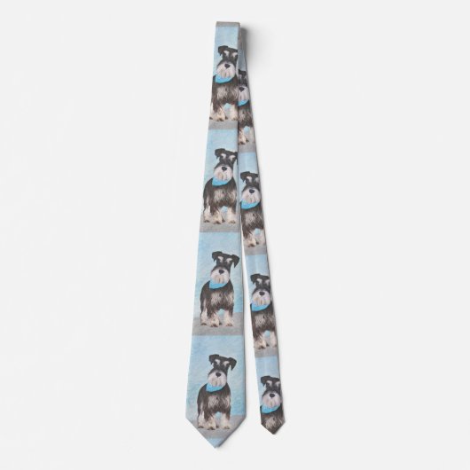 Schnauzer (Miniature) Painting - Cute Original Dog ネクタイ (正面)