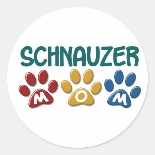 SCHNAUZER Mom Paw Print 1 ラウンドシール (正面)