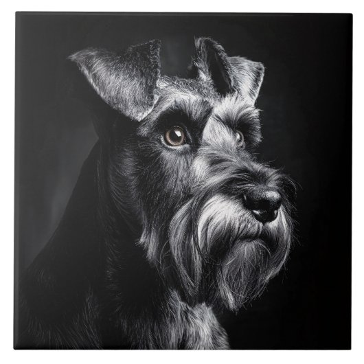 Schnauzer Monochrome Portrait タイル (正面)
