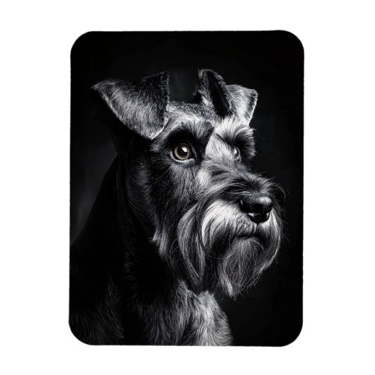 Schnauzer Monochrome Portrait Flexible マグネット (縦)