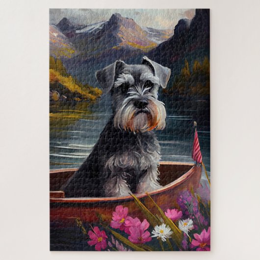 Schnauzer on a Paddle: A Scenic Adventure ジグソーパズル (縦)