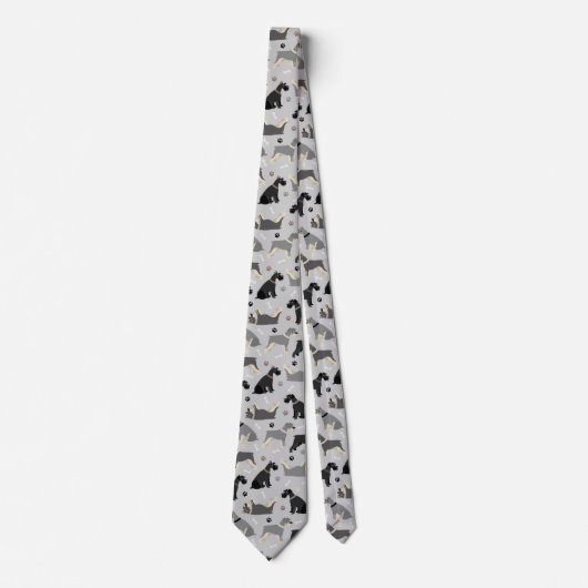 Schnauzer Paws and Bones Neck Tie ネクタイ (正面)