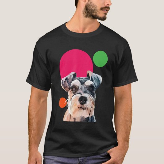 Schnauzer Pop Art Mini Schnauzer Portrait Dog Colo Tシャツ (正面)