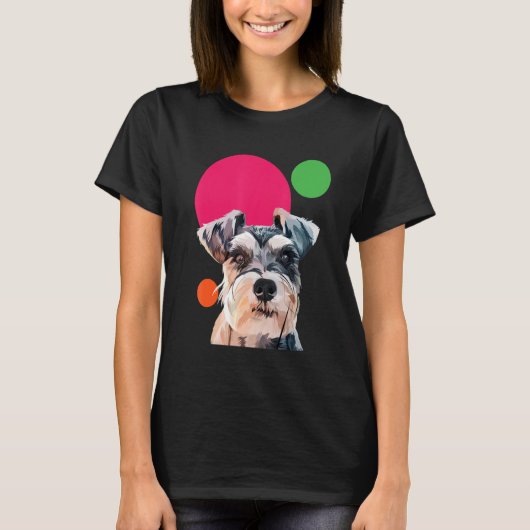 Schnauzer Pop Art Mini Schnauzer Portrait Dog Colo Tシャツ (正面)
