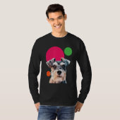 Schnauzer Pop Art Mini Schnauzer Portrait Dog Colo Tシャツ (正面フル)