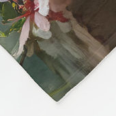 Schnauzer Puppy Among Spring Cherry Blossoms フリースブランケット (角)