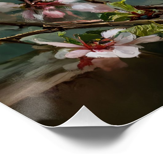 Schnauzer Puppy Among Spring Cherry Blossoms ポスター (コーナー)