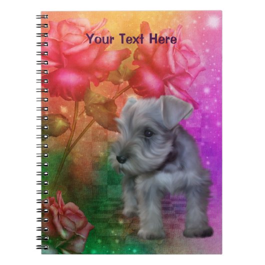 Schnauzer Puppy Fantasy Dog Art Notebook ノートブック (正面)