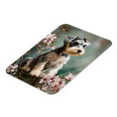 Schnauzer Puppy Spring Cherry Blossoms Flexible マグネット (左側)