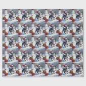 Schnauzer Running in Snow with Christmas Hat ラッピングペーパー (フラット)