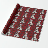 Schnauzer Santa Dog Holiday Plaid Christmas ラッピングペーパー (アンロールド)