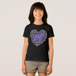 Schnauzer Silhouette Heart Paws Adorable トライブレンドＴシャツ