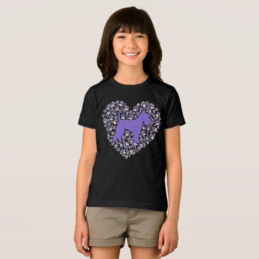 Schnauzer Silhouette Heart Paws Adorable トライブレンドＴシャツ (正面全面)