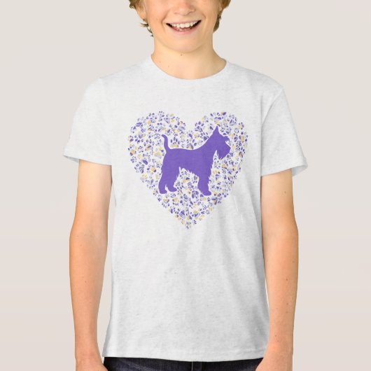 Schnauzer Silhouette Heart Paws Adorable トライブレンドＴシャツ (正面)