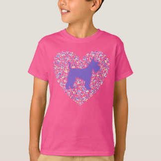 Schnauzer Silhouette Heart Paws Adorable Tシャツ