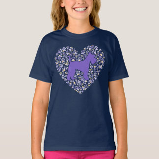 Schnauzer Silhouette Heart Paws Adorable Tシャツ
