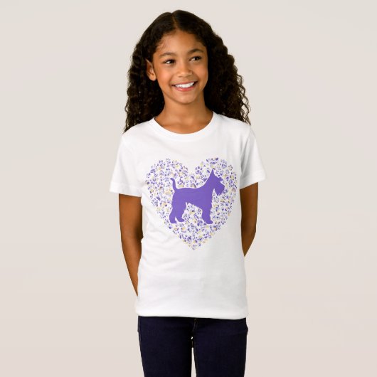 Schnauzer Silhouette Heart Paws Adorable Tシャツ (正面フル)