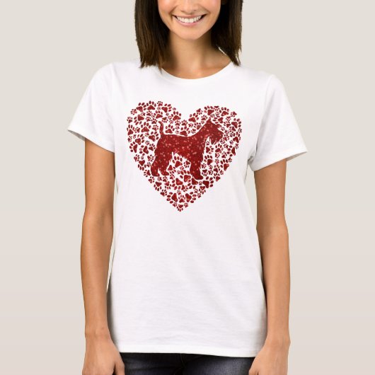 Schnauzer Silhouette Heart Paws Adorable Tシャツ (正面)