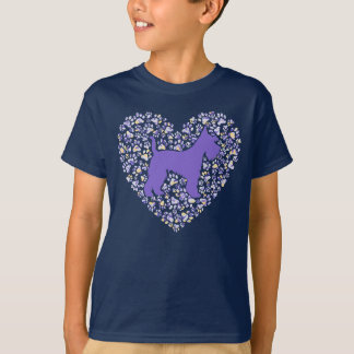 Schnauzer Silhouette Heart Paws Adorable Tシャツ