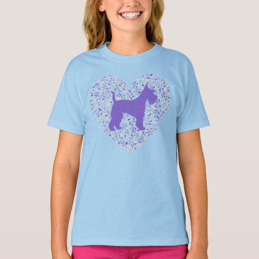 Schnauzer Silhouette Heart Paws Adorable Tシャツ (正面)