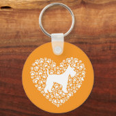 Schnauzer Silhouette Heart Paws Print - Dog Lover キーホルダー (正面)