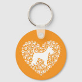 Schnauzer Silhouette Heart Paws Print - Dog Lover キーホルダー (裏面)