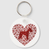 Schnauzer Silhouette Heart Paws Print - Dog Lover キーホルダー (正面)