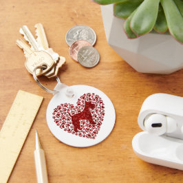 Schnauzer Silhouette Heart Paws Print - Dog Lover キーホルダー