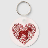 Schnauzer Silhouette Heart Paws Print - Dog Lover キーホルダー (裏面)