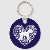 Schnauzer Silhouette Heart Paws Print - Dog Lover キーホルダー (正面)