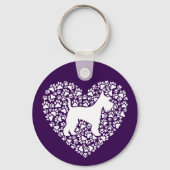 Schnauzer Silhouette Heart Paws Print - Dog Lover キーホルダー (裏面)