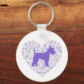 Schnauzer Silhouette Heart Paws Print - Dog Lover キーホルダー (正面)