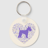 Schnauzer Silhouette Heart Paws Print - Dog Lover キーホルダー (裏面)