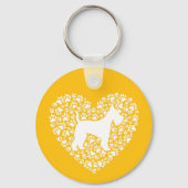 Schnauzer Silhouette Heart Paws Print - Dog Lover キーホルダー (正面)