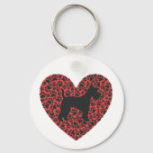 Schnauzer Silhouette Heart Paws Print - Dog Lover キーホルダー (正面)