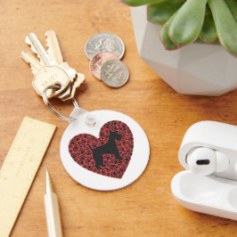 Schnauzer Silhouette Heart Paws Print - Dog Lover キーホルダー