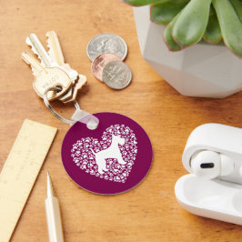 Schnauzer Silhouette Heart Paws Print - Dog Lover キーホルダー